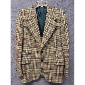 VTG Botany 500 Mens Plaid Sport Coat Blazer Jacket Wool Blend Classic